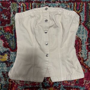 Strapless button front top